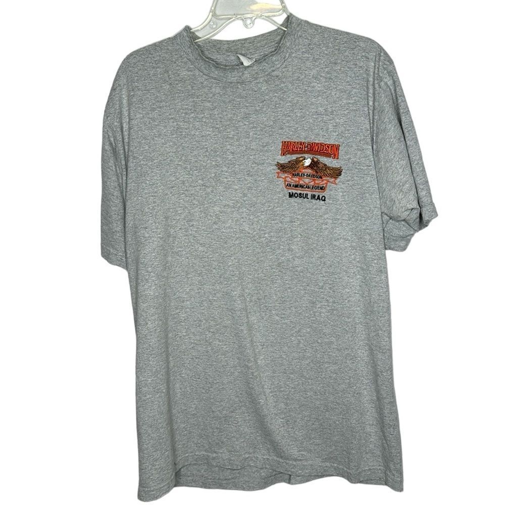 Harley Davidson Mosul Iraq Embroidered Grey T-shirt. Size Medium.